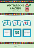 Vorschau - Spiele - Winterliche Pärchen Lesespiel (2-fach differenziert + Silbengliederung) - Deckblatt