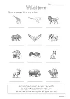 Vorschau - Arbeitsblätter - Freebie - DaZ - Arbeitsblatt - Wortschatz Wildtiere - Seite 1