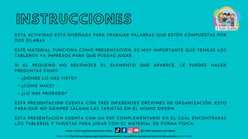 Vista previa - Manualidades / Dibujos para colorear - Lotería palabras bisílabas - página 2
