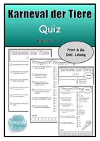 Vorschau - Arbeitsblätter - Karneval der Tiere - Quiz - Deckblatt