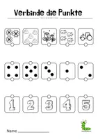 Vorschau - Arbeitsblätter - Mengen mit Zahlen verbinden bis fünf (1) 🎲🔢 - Seite 1
