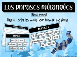 Aperçu - Feuilles d'exercices - Les phrases mélangées thème hivernal - Page de couverture