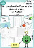 Vorschau - Arbeitsblätter - Harte und weiche Konsonanten - Nomen mit g/k am Wortende - Arbeitsblätter - Strategie "Verlängern" - Deckblatt