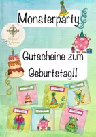 Vorschau - Spiele - Geburtstagsgutscheine Monsterparty! - Deckblatt