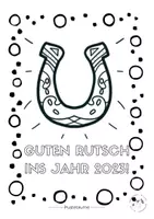 Vorschau - Mal- und Bastelvorlagen - Guten Rutsch 2023 - Grußkarte zum Ausmalen - Hufeisen - Seite 3