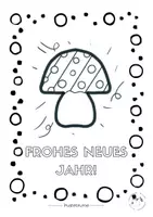 Vorschau - Mal- und Bastelvorlagen - Neujahr - Malvorlage - Glückspilz 2/7- Ausmalen & Grußkarte - Seite 1