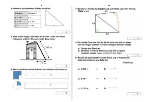 Vorschau - Klassenarbeiten - Klassenarbeit: Satz des Pythagoras und Prozentrechnung - Seite 1