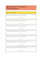 Vorschau - Arbeitsblätter - Quadratische Gleichungen: Übungsaufgaben 1 - Deckblatt