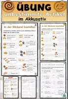 Vorschau - Arbeitsblätter - Übung unbestimmte Artikel im Akkusativ "In der Bäckerei" DaZ / DaF / Deutsch - Deckblatt