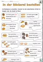 Vorschau - Arbeitsblätter - Übung unbestimmte Artikel im Akkusativ "In der Bäckerei" DaZ / DaF / Deutsch - Seite 1
