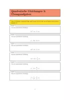 Vorschau - Arbeitsblätter - Quadratische Gleichungen: Übungsaufgaben 3 - Deckblatt