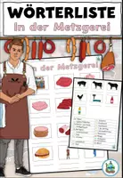 Vorschau - Arbeitsblätter - Wörterliste mit Wörtertabelle "In der Metzgerei" Thema Einkaufen - DaZ / DaF - Deckblatt