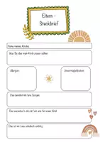 Vorschau - Arbeitsblätter - Eltern-Steckbrief für den Schuljahresbeginn! - Seite 1