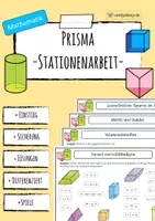 Vorschau - Arbeitsblätter - Stationenarbeit: Würfel, Quader, Prisma & Zylinder - Deckblatt