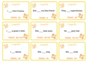 Aperçu - Jeux - Jeu Tic-tac-toe - Be, Have got, Can - Anglais - Page 3
