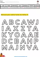Aperçu - Feuilles d'exercices - OFFERT - RETROUVER ET COLORIER LES LETTRES DE L'ALPHABET (CAPITALE ET SCRIPT) - Page 1
