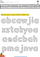 Aperçu - Feuilles d'exercices - OFFERT - RETROUVER ET COLORIER LES LETTRES DE L'ALPHABET (CAPITALE ET SCRIPT) - Page 2