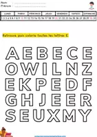 Aperçu - Feuilles d'exercices - OFFERT - RETROUVER ET COLORIER LES LETTRES DE L'ALPHABET (CAPITALE ET SCRIPT) - Page 3