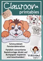 Vorschau - Arbeitsblätter - Hunde basteln Bastelvorlage Fensterbild Arbeitsblatt Bastelvorlage - Deckblatt