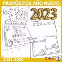 Vista previa - Manualidades / Dibujos para colorear - Propósitos año nuevo- New Year resolutions - Portada
