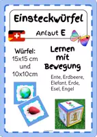 Vorschau - Aufgabenkarten - BILDKARTEN Anlaut E - Würfel mit Taschen - Deckblatt