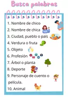 Vista previa - Hojas de trabajo - Busca Palabras - Los sustantivos ESPAÑOL - página 2