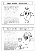 Vorschau - Arbeitsblätter - Lesen und malen "Wintervögel" - Winter - Seite 2