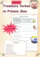 Vorschau - Arbeitsblätter - DaZ/DaF: AB Trennbare Verben im Präsens - Deckblatt