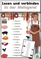 Vorschau - Arbeitsblätter - Lesen und verbinden "In der Metzgerei" Thema Einkaufen - DaZ / DaF / Deutsch - Deckblatt