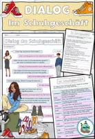 Vorschau - Arbeitsblätter - Dialog "Im Schuhgeschäft" Thema Einkaufen - DaZ / DaF / Deutsch - Deckblatt
