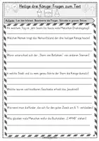 Vorschau - Arbeitsblätter - Heilige 3 Könige: Infotext + Fragen zum Text für Klasse 2-4 - Seite 1
