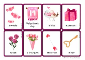 Aperçu - Apprentissages en autonomie - Flashcards Valentine's Day - The British Fox - Page 1