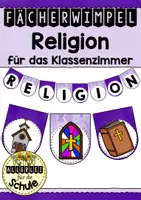 Vorschau - Anderer Materialtyp - Wimpelkette Religion für das Klassenzimmer - Fächerwimpel - Deckblatt