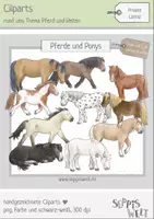 Vorschau - selbst erstellte Cliparts/Grafiken - Cliparts für Pferde, Reiten, Reittherapie: Pferde und Ponys - Deckblatt
