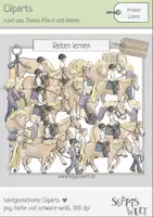 Vorschau - selbst erstellte Cliparts/Grafiken - Cliparts für Pferde, Reiten, Reittherapie: Reiten lernen - Deckblatt