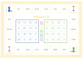 Vorschau - Arbeitsblätter - Bingo: Addition bis 20 (ohne Zehnerübergang) Mathematik - Seite 1