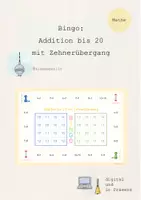 Vorschau - Arbeitsblätter - Bingo: Addition bis 20 (mit Zehnerübergang) Mathematik - Deckblatt