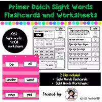 Vista previa - Hojas de trabajo - Primer Dolch Sight Words Flashcards and Worksheets - Portada