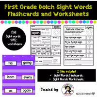 Vista previa - Hojas de trabajo - First Grade Dolch Sight Words Flashcards and Worksheets - Portada