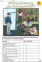 Aperçu - Feuilles d'exercices - Allemand - Description de l'image "Im Schuhgeschäft" (thème des achats) différenciée en 3 parties - Page 2