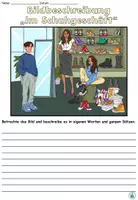 Aperçu - Feuilles d'exercices - Allemand - Description de l'image "Im Schuhgeschäft" (thème des achats) différenciée en 3 parties - Page 3