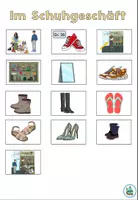 Vorschau - Arbeitsblätter - Symbole zum Einkleben ins Vokabelheft "Im Schuhgeschäft" Thema Einkaufen - DaZ / DaF - Deckblatt