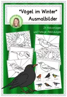 Vorschau - Mal- und Bastelvorlagen - Ausmalbilder "Vögel im Winter" Malvorlagen heimische Vögel - Deckblatt
