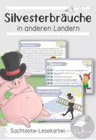 Vorschau - Stationenlernen - Silvesterbräuche in anderen Ländern | Lesekartei mit Sachtexten - Deckblatt