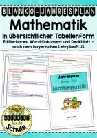 Vorschau - Lehrpläne/Lehrermaterial - Blanko-Jahresplan Mathematik in übersichtlicher Tabellenform - nach dem bayerischen LehrplanPLUS - Deckblatt