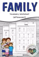Vorschau - Arbeitsblätter - Family - Vocabulary Worksheet (differenziert) - Deckblatt