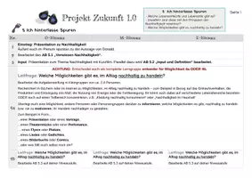 Vorschau - Stundenentwürfe - Materialpaket AES 8 Projekt Zukunft 1.0 - Teile 1-5 Dreifach differenziert G, M, E - Seite 1