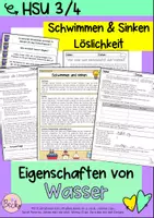 Vorschau - Arbeitsblätter - Wasser Eigenschaften, Schwimmen und Sinken, Lösungsmittel - Deckblatt