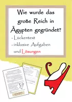 Vorschau - Arbeitsblätter - Wie wurde das große Reich in Ägypten gegründet? (Lückentext + Aufgaben) - Deckblatt