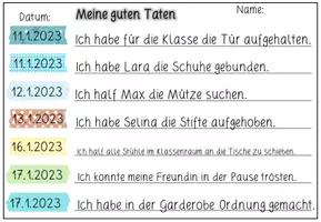 Vista previa - Hojas de trabajo - Gute Taten - Halte fest, was du toll gemacht hast! - página 1